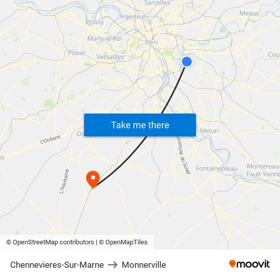 Chennevieres-Sur-Marne to Monnerville map