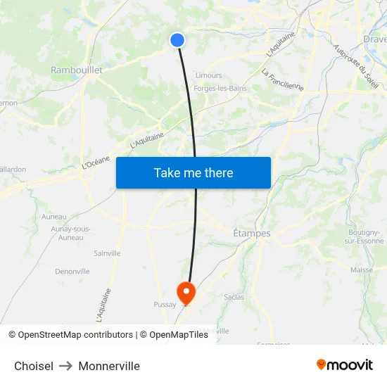 Choisel to Monnerville map