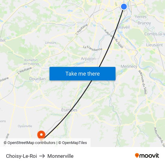Choisy-Le-Roi to Monnerville map