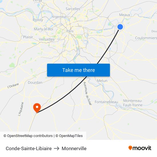 Conde-Sainte-Libiaire to Monnerville map