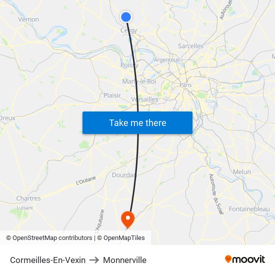 Cormeilles-En-Vexin to Monnerville map