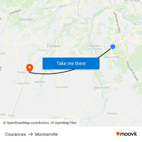 Courances to Monnerville map