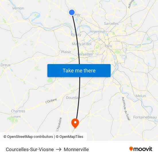 Courcelles-Sur-Viosne to Monnerville map