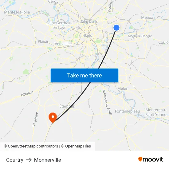 Courtry to Monnerville map