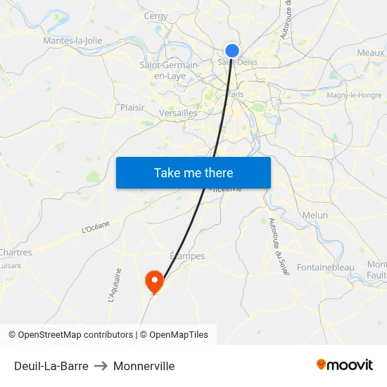 Deuil-La-Barre to Monnerville map