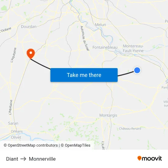 Diant to Monnerville map
