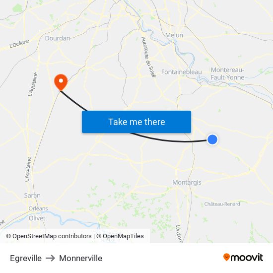 Egreville to Monnerville map