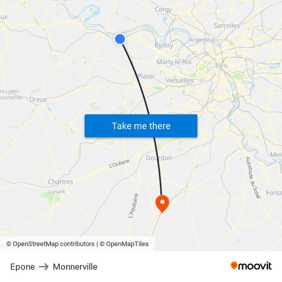 Epone to Monnerville map