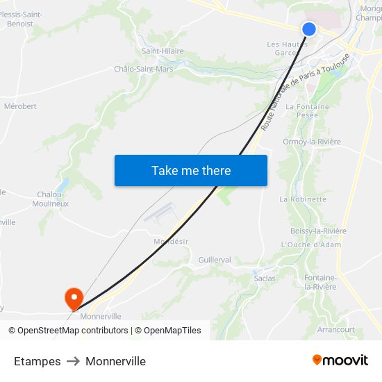 Etampes to Monnerville map