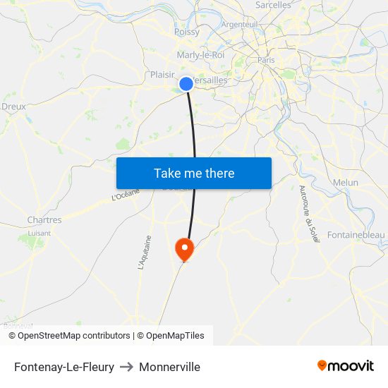 Fontenay-Le-Fleury to Monnerville map