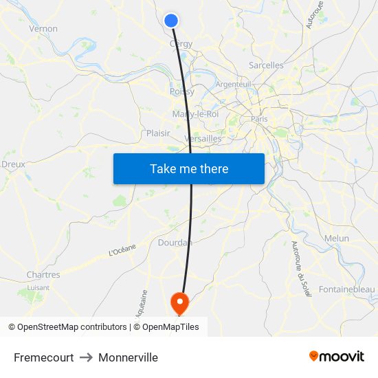Fremecourt to Monnerville map