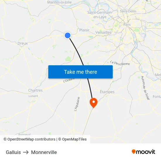 Galluis to Monnerville map