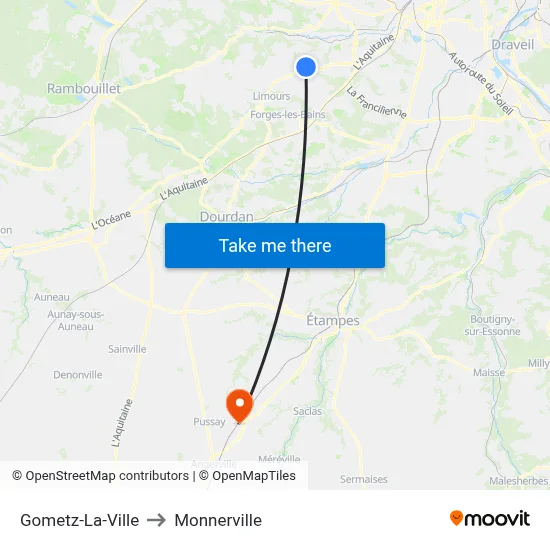 Gometz-La-Ville to Monnerville map
