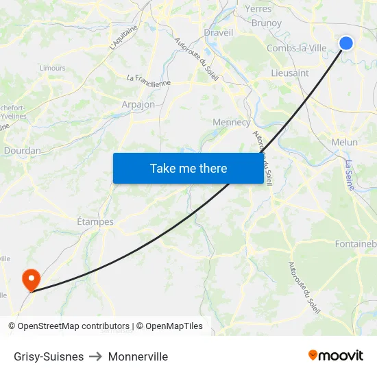 Grisy-Suisnes to Monnerville map