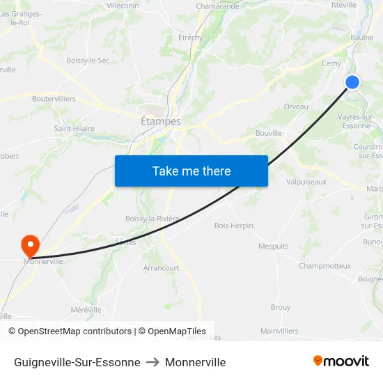 Guigneville-Sur-Essonne to Monnerville map