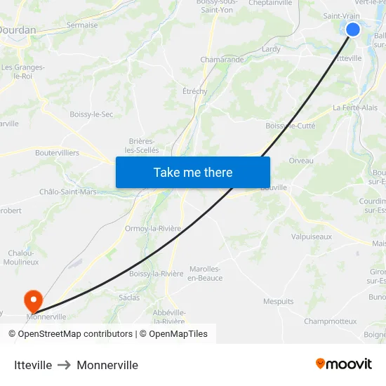 Itteville to Monnerville map