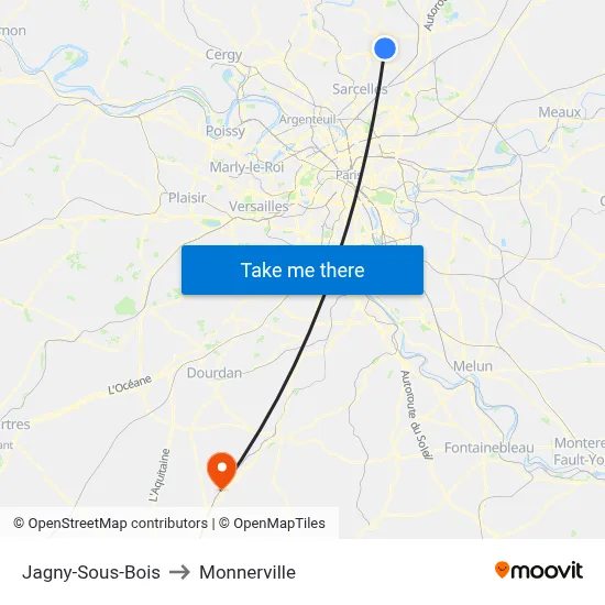 Jagny-Sous-Bois to Monnerville map