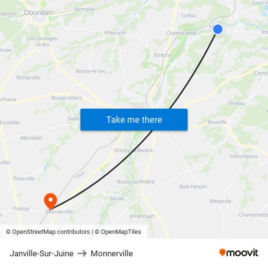 Janville-Sur-Juine to Monnerville map