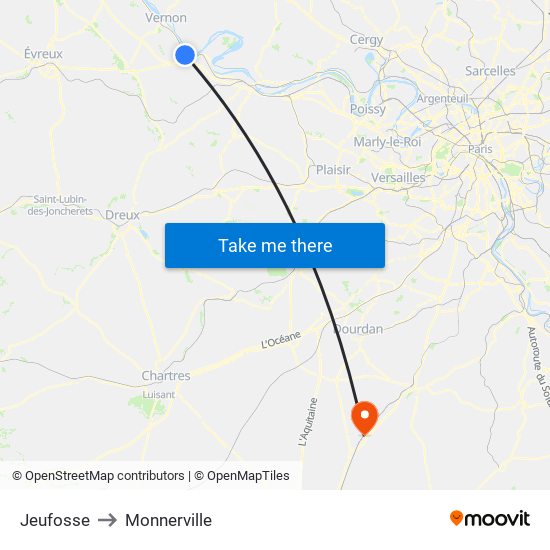 Jeufosse to Monnerville map
