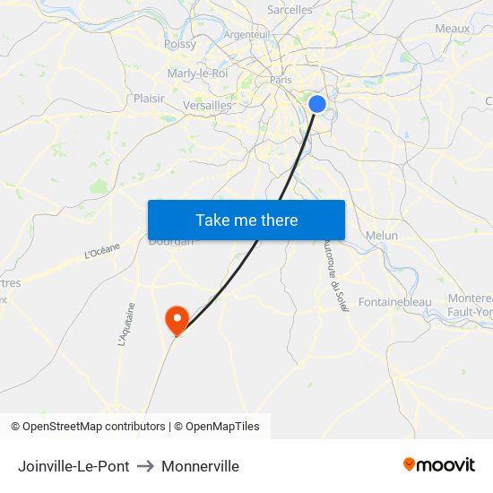 Joinville-Le-Pont to Monnerville map