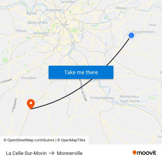 La Celle-Sur-Morin to Monnerville map