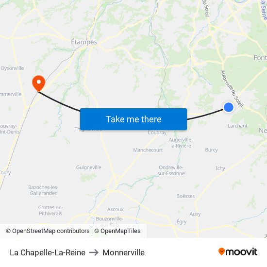 La Chapelle-La-Reine to Monnerville map