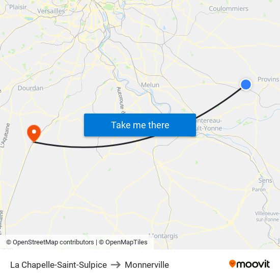 La Chapelle-Saint-Sulpice to Monnerville map