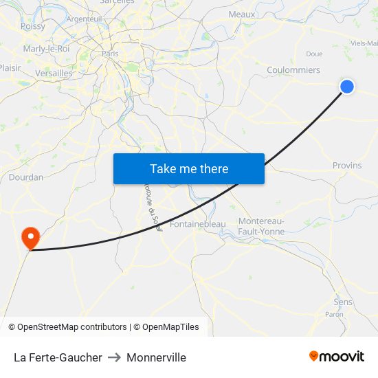 La Ferte-Gaucher to Monnerville map