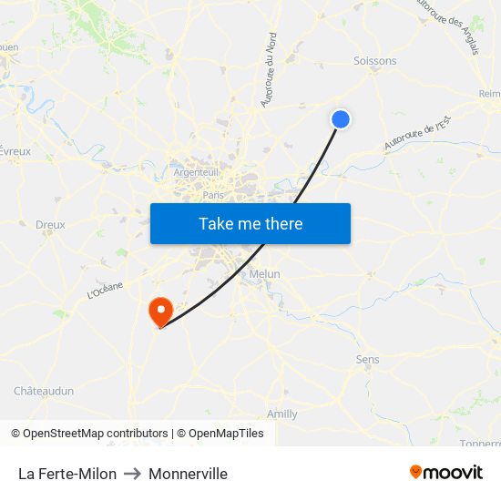 La Ferte-Milon to Monnerville map