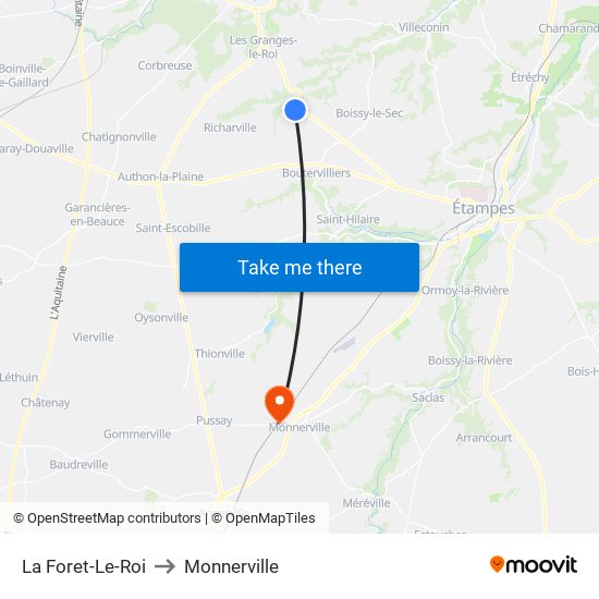 La Foret-Le-Roi to Monnerville map