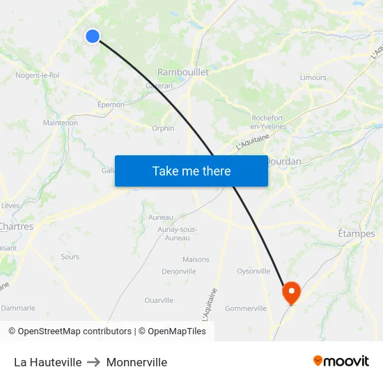 La Hauteville to Monnerville map