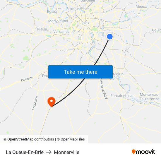 La Queue-En-Brie to Monnerville map