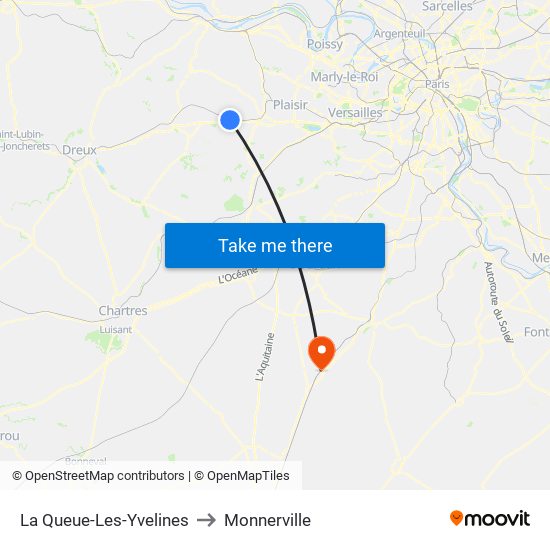 La Queue-Les-Yvelines to Monnerville map