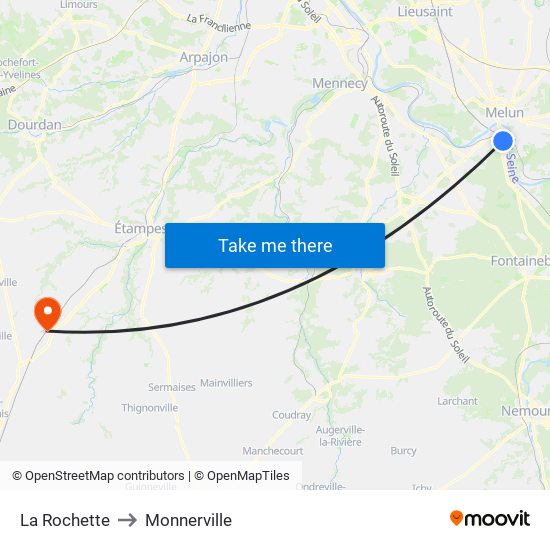 La Rochette to Monnerville map