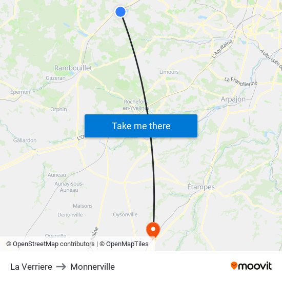 La Verriere to Monnerville map