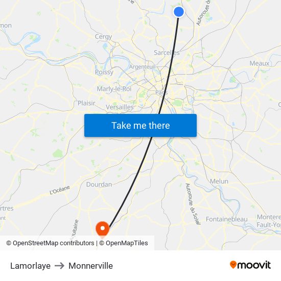 Lamorlaye to Monnerville map