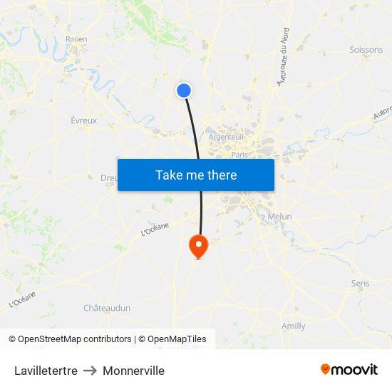 Lavilletertre to Monnerville map