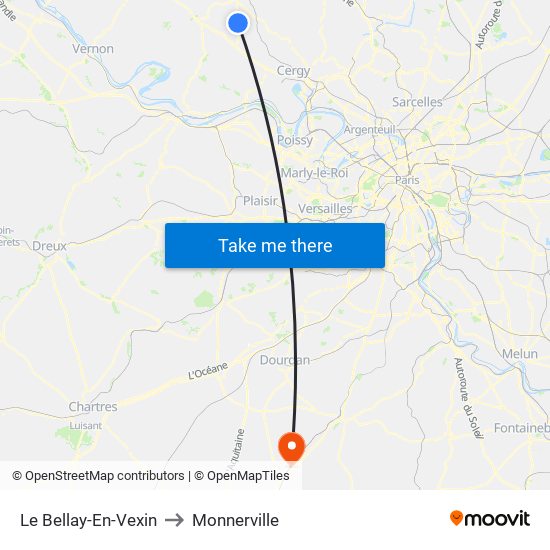 Le Bellay-En-Vexin to Monnerville map