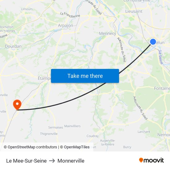 Le Mee-Sur-Seine to Monnerville map