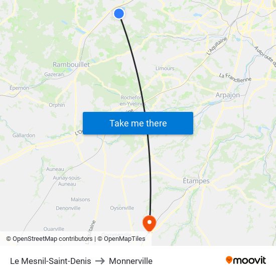 Le Mesnil-Saint-Denis to Monnerville map