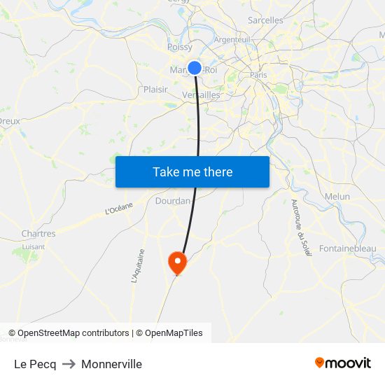 Le Pecq to Monnerville map