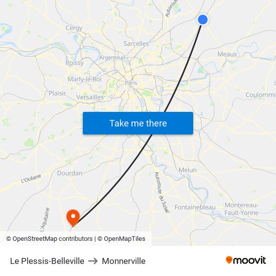 Le Plessis-Belleville to Monnerville map