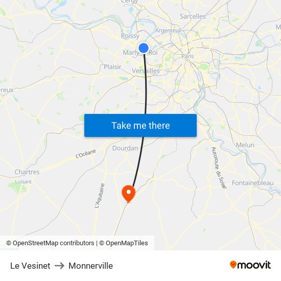 Le Vesinet to Monnerville map
