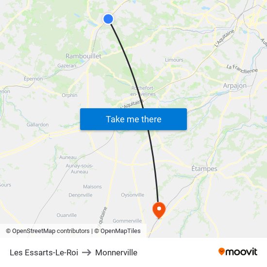 Les Essarts-Le-Roi to Monnerville map