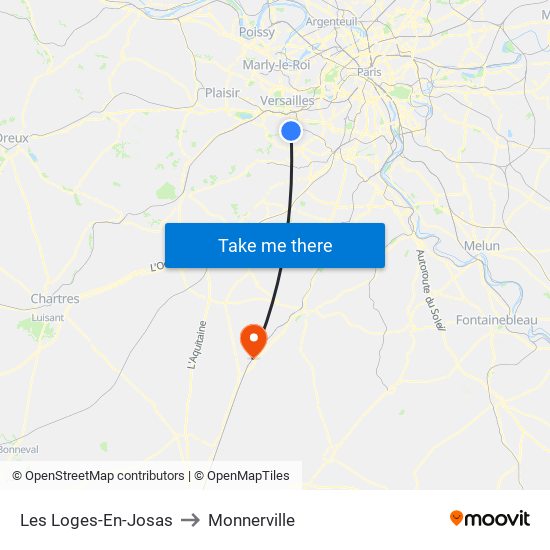 Les Loges-En-Josas to Monnerville map