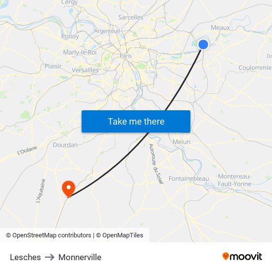 Lesches to Monnerville map
