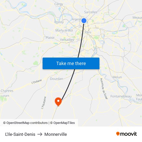 L'Ile-Saint-Denis to Monnerville map