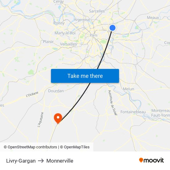 Livry-Gargan to Monnerville map