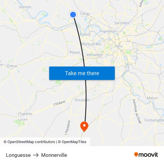 Longuesse to Monnerville map