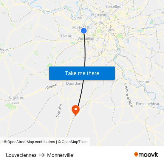 Louveciennes to Monnerville map